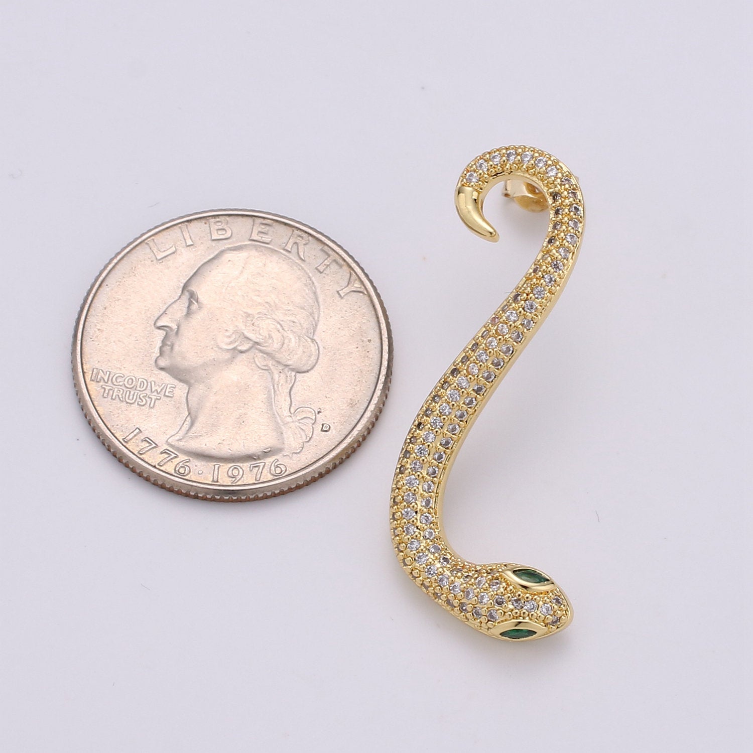 Gold snake earrings asp cleopatra toga serpent dangle 40mm long lightweight earrings Serpent snake Jewelry Micro pave Stud Earring - DLUXCA