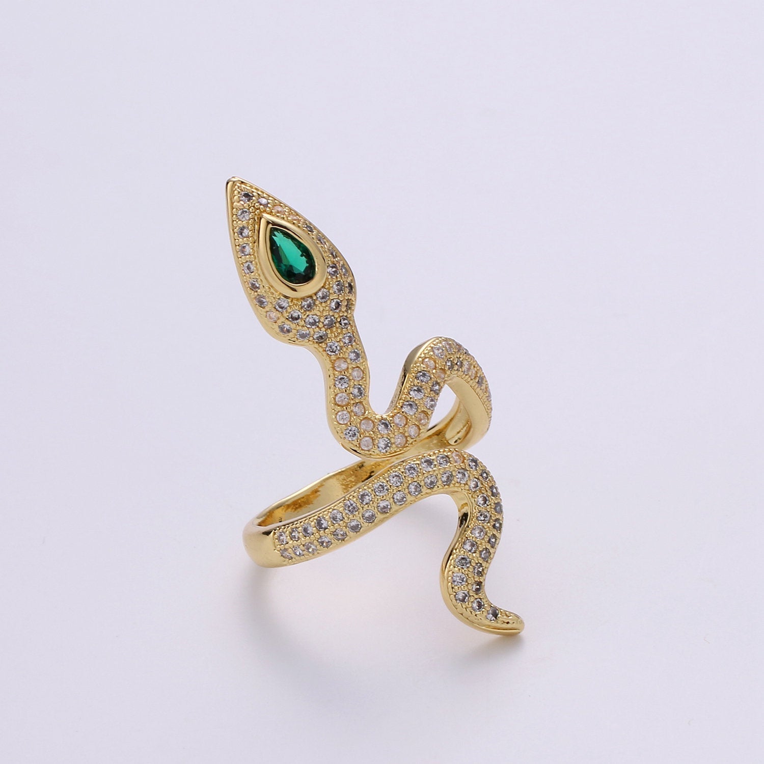 Gold Snake ring, serpent ring, gold ring, wrap ring, snake gold ring, Micro Pave Ring vintage jewelry for birthday Christmas Gift - DLUXCA