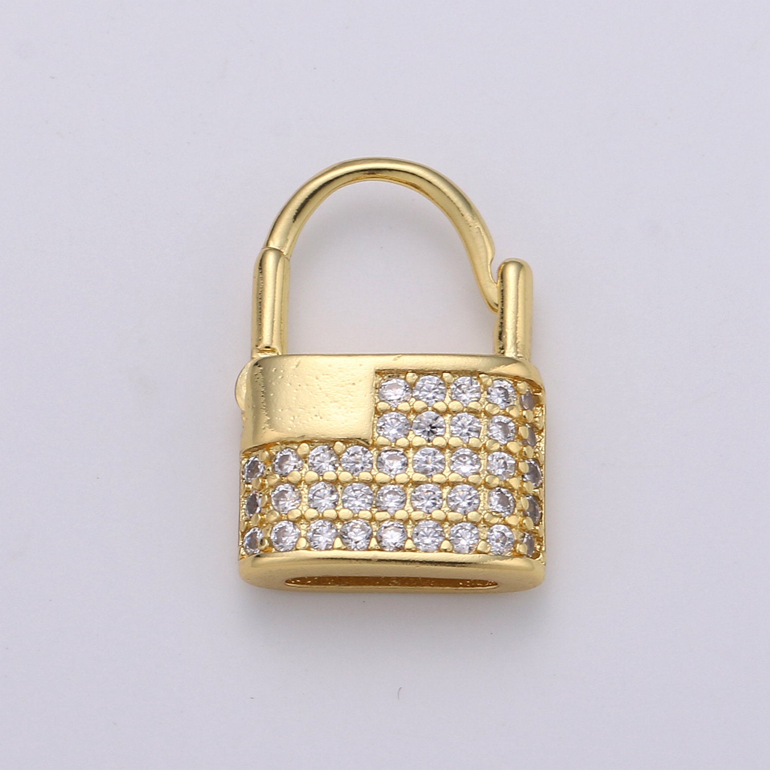 1 pair Dainty Gold padlock Earrings, CZ Hopp Earrings, Gold Hoop Lock Earrings, Micro Pave gold lock Huggie, Love Jewelry for gift idea, Earring-1129 - DLUXCA