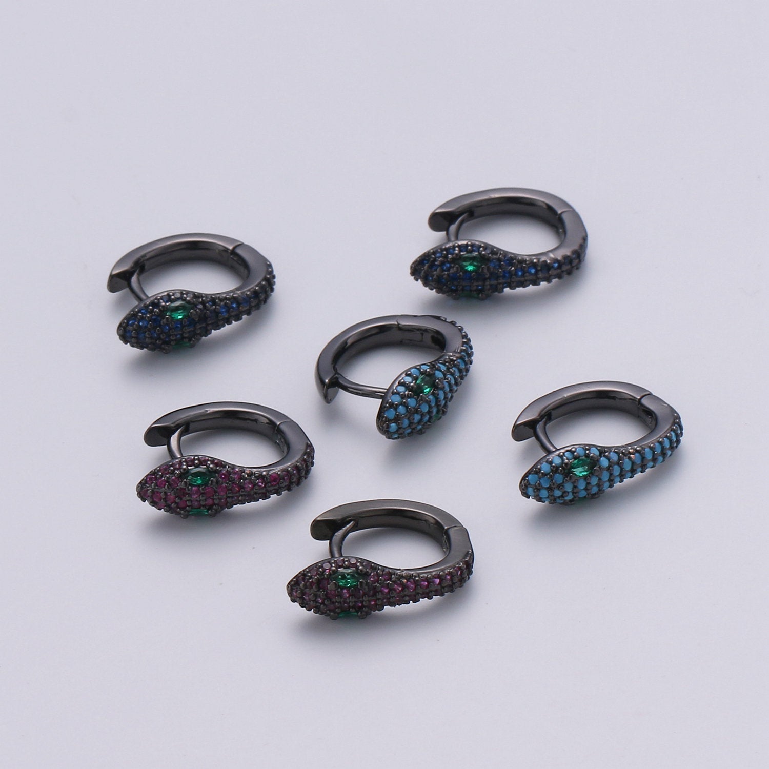 Snake earrings, snake Huggie earrings, dainty earring, Black snake earrings, delicate Hoop, gold earrings, trendy earrings, minimal earrings, 2xSUPP-625/K-625 - DLUXCA