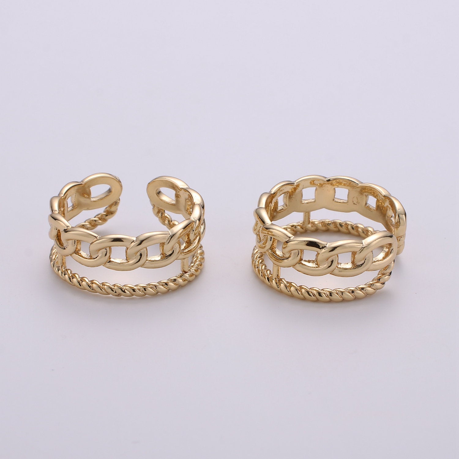 Gold Chain Ring, Bold Ring, Gold Ring, Chunky Ring, Ring, Stackable Ring, Adjustable Ring, Gold Stacking Ring - DLUXCA