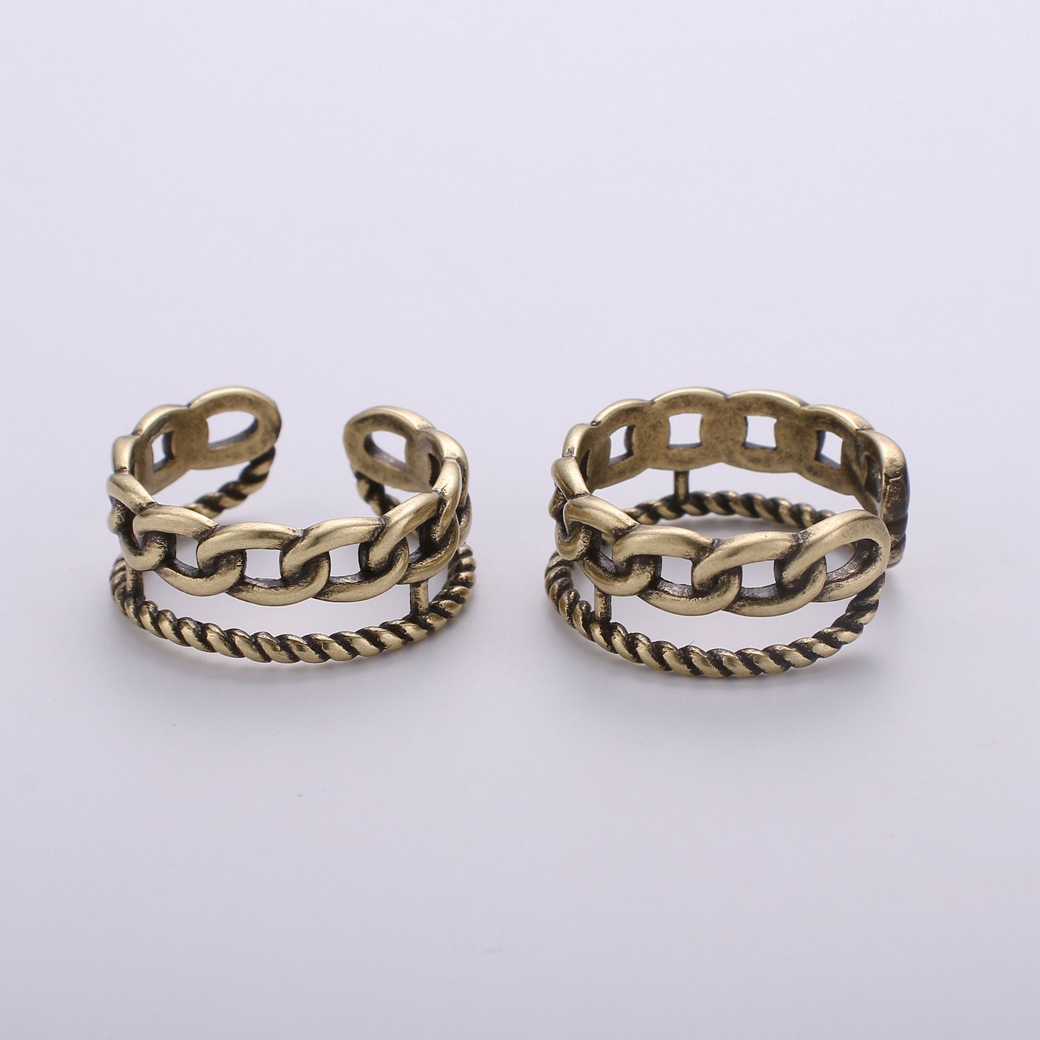 Gold Chain Ring, Bold Ring, Gold Ring, Chunky Ring, Ring, Stackable Ring, Adjustable Ring, Gold Stacking Ring - DLUXCA