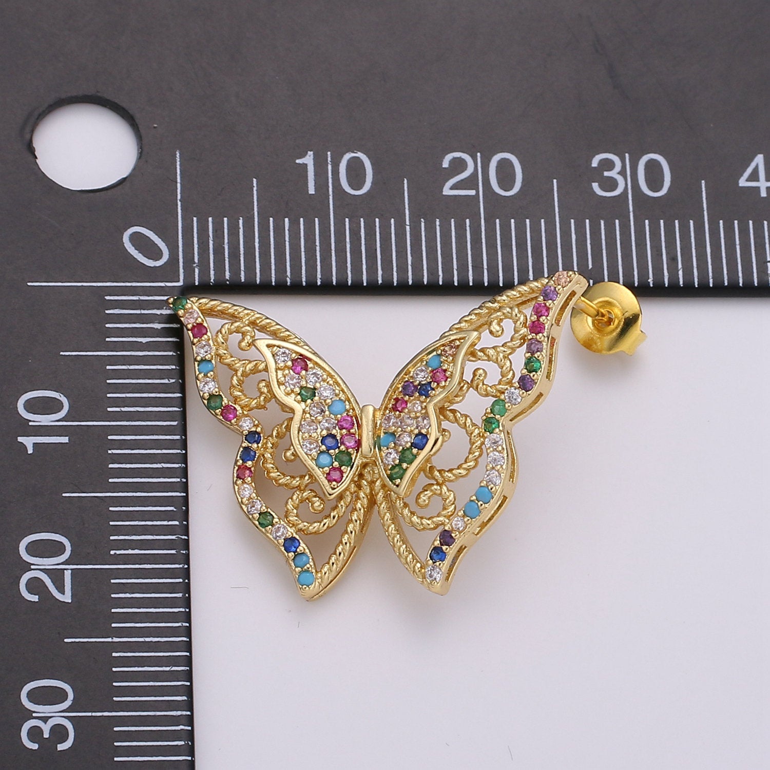 Butterfly earrings, Mariposa Butterfly stud earrings, Statement earrings, Micro Pave Stud delicate studs, gold earrings, Animal earrings - DLUXCA