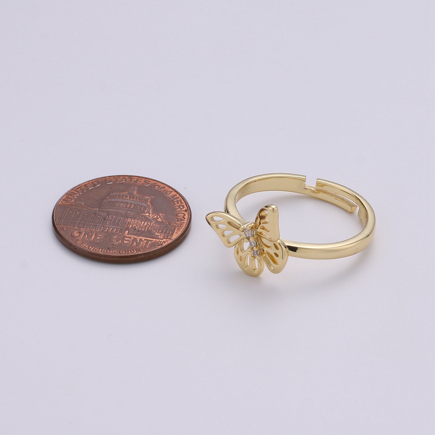 Mini Ring, Adjustable Butterfly Ring,  Gold Butterfly Ring, Butterfly Jewelry, Dainty Butterfly Ring, Minimalist open ring gift for her - DLUXCA