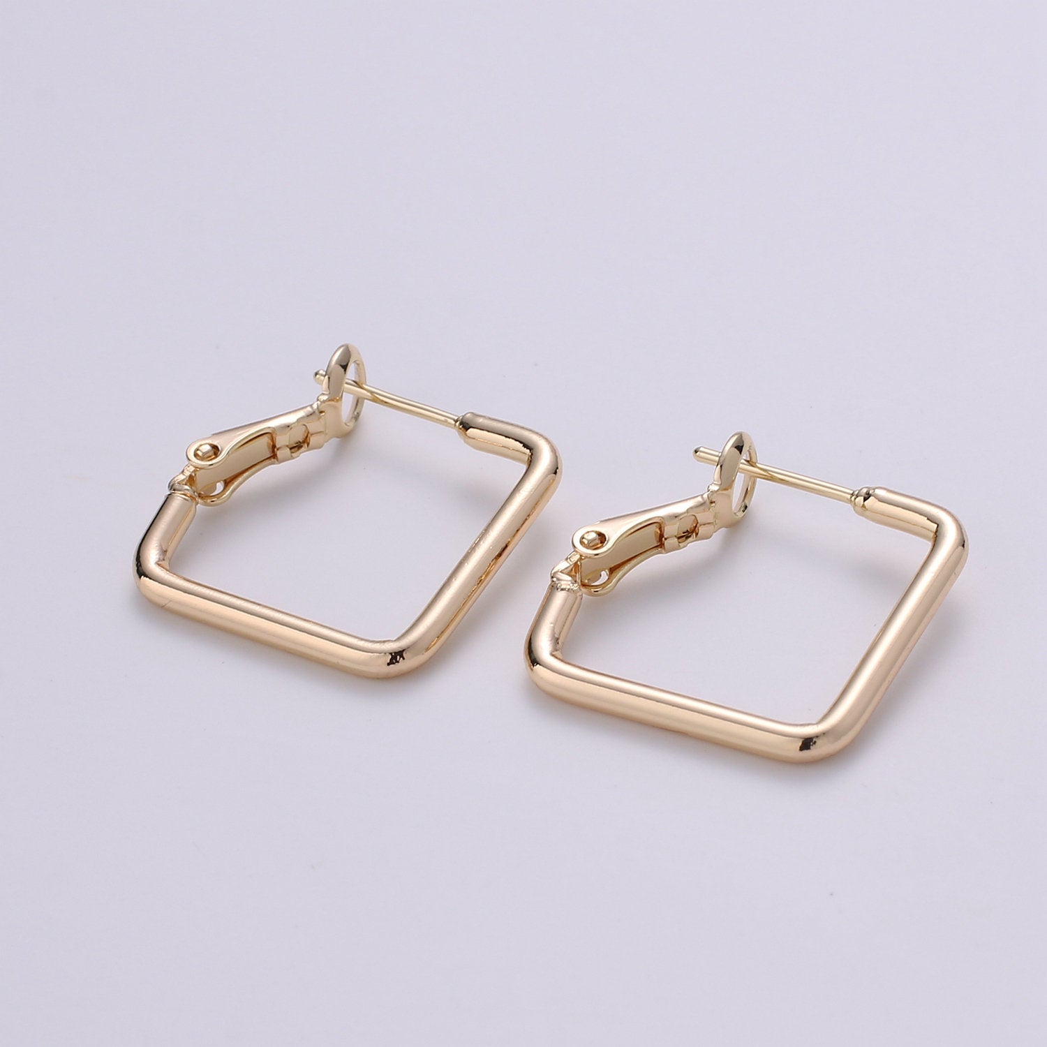1 pair Geometric Ear Hoop Square Earring Hoop Findings for Necklace Jewelry Making in 18k Gold Filled - DLUXCA