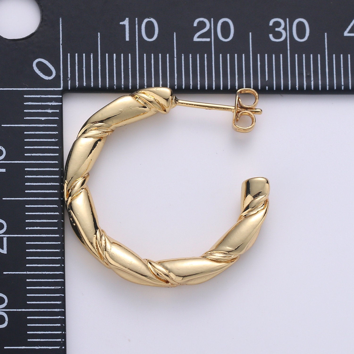 Gold Twisted Hoops, Croissant Hoops, Gold Hoop Earrings, Stud Hoop Earrings, Chunky Hoop Earrings, Thick Hoop Earrings, Bold Hoop Earrings, EARRING-1211 - DLUXCA