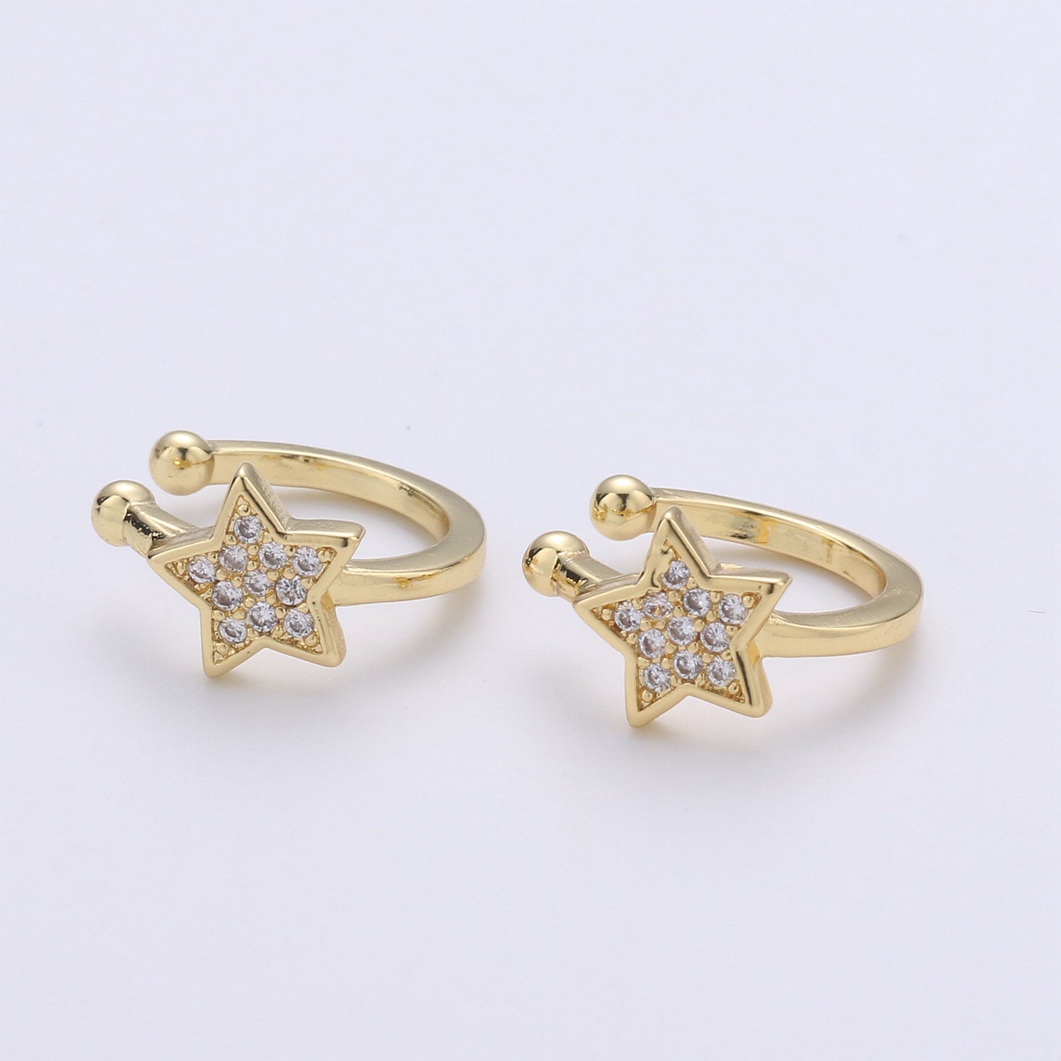 1pc Gold Filled Star Earring Ear Cuff Micro Pave CZ Cubic Zirconia Celestial Earrings Supply for Jewelry Making - DLUXCA