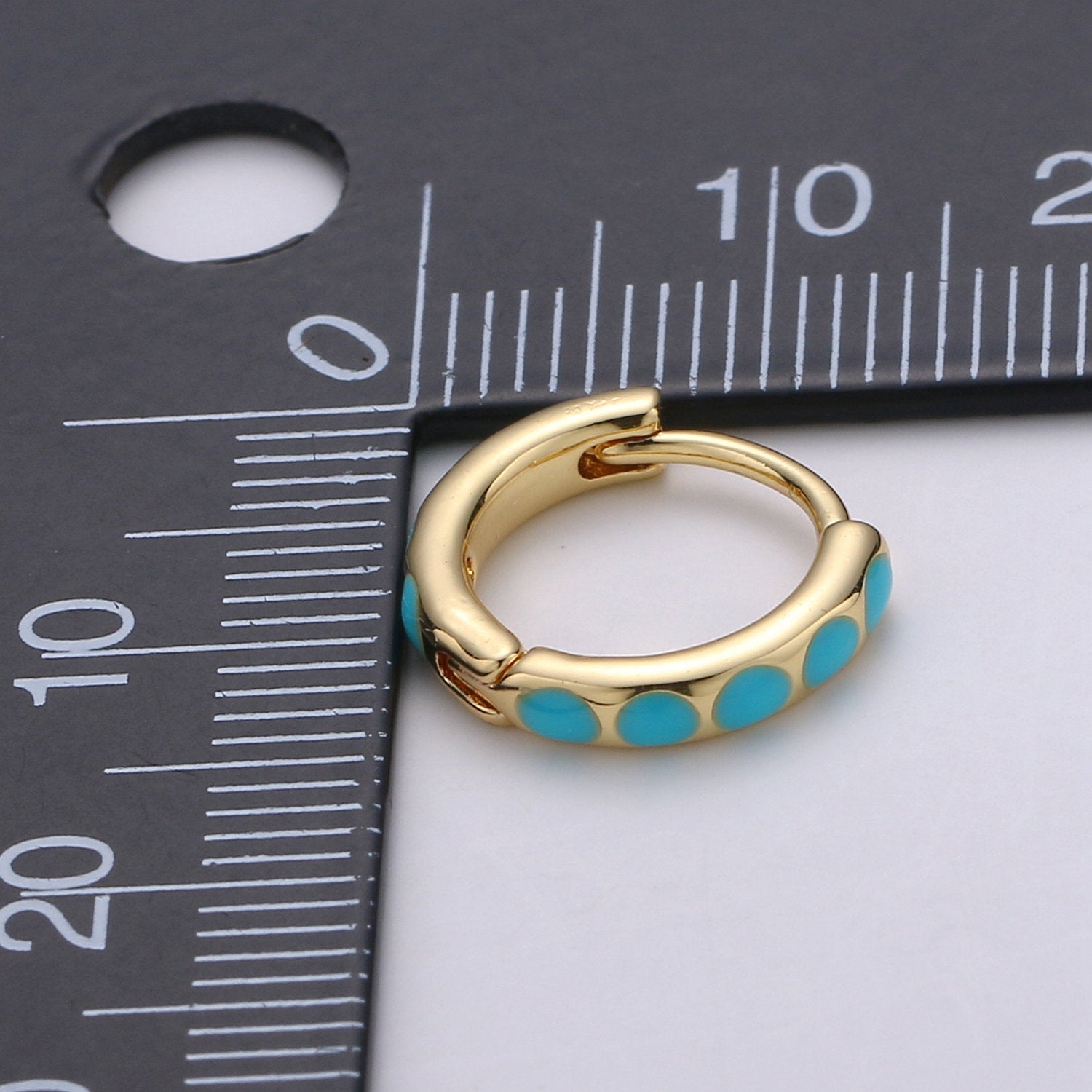 Turquoise Hoop Earrings • turquoise gold cartilage hoop • turquoise huggie hoop earrings • Something Blue Jewelry - DLUXCA