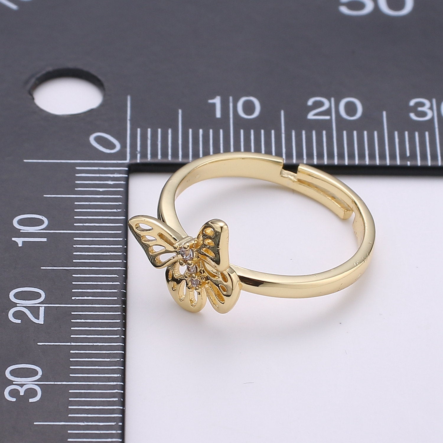 Mini Ring, Adjustable Butterfly Ring,  Gold Butterfly Ring, Butterfly Jewelry, Dainty Butterfly Ring, Minimalist open ring gift for her - DLUXCA