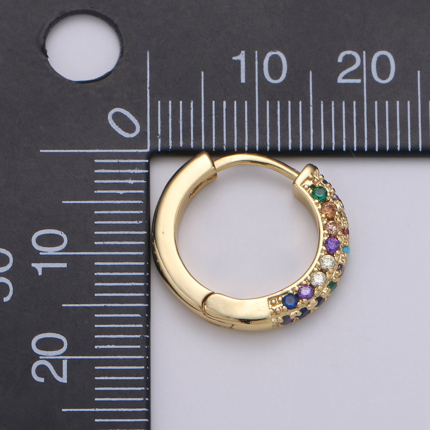 1 pair 14k Gold Filled Minimalist Earring Dainty CZ Huggie Hoop Earrings Silver Earring 18mm - DLUXCA