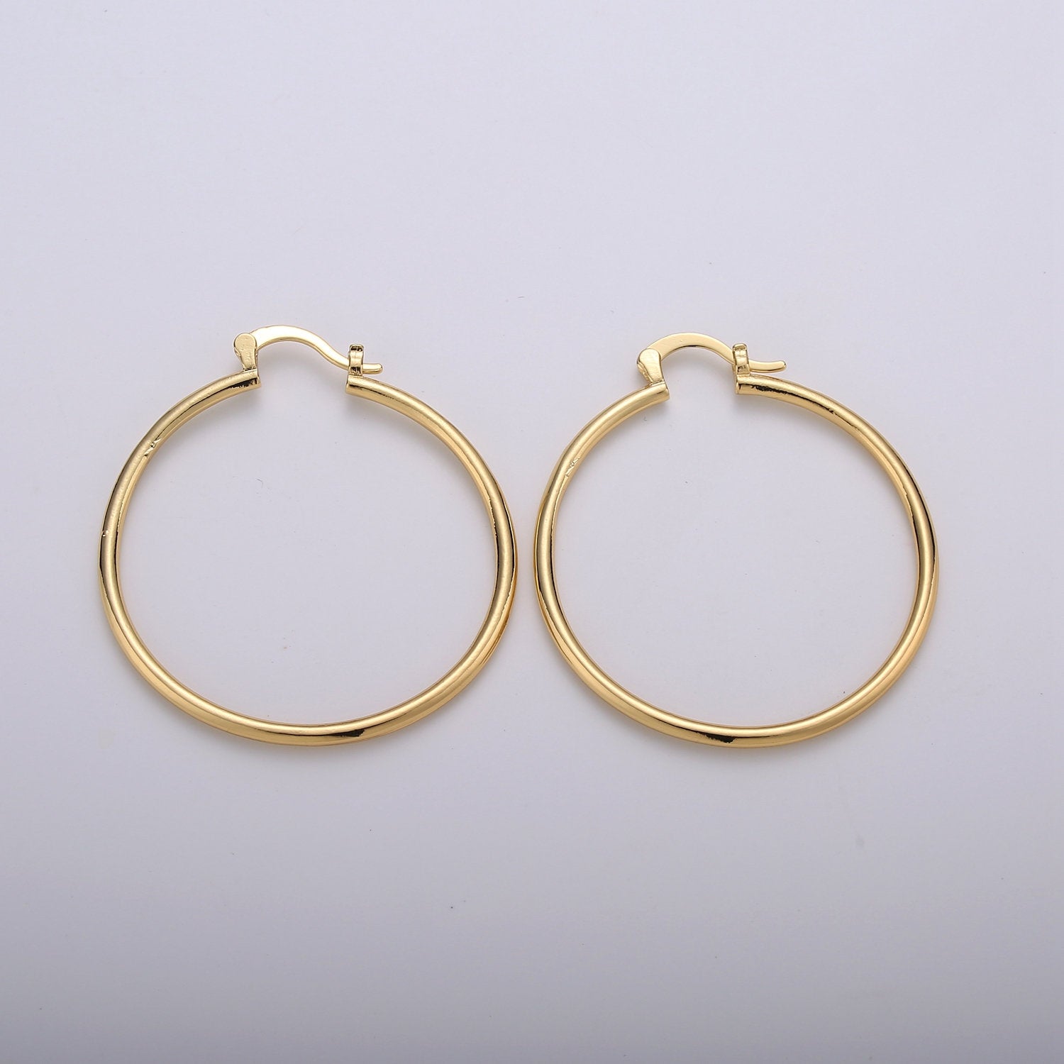 1 pair Tube Hoops Gold, 40mm Gold Hoops, Large Gold Hoop Earrings, Hollow Hoop Earrings, Chunky Hoops, Light Hoops for Every Day Wear - DLUXCA