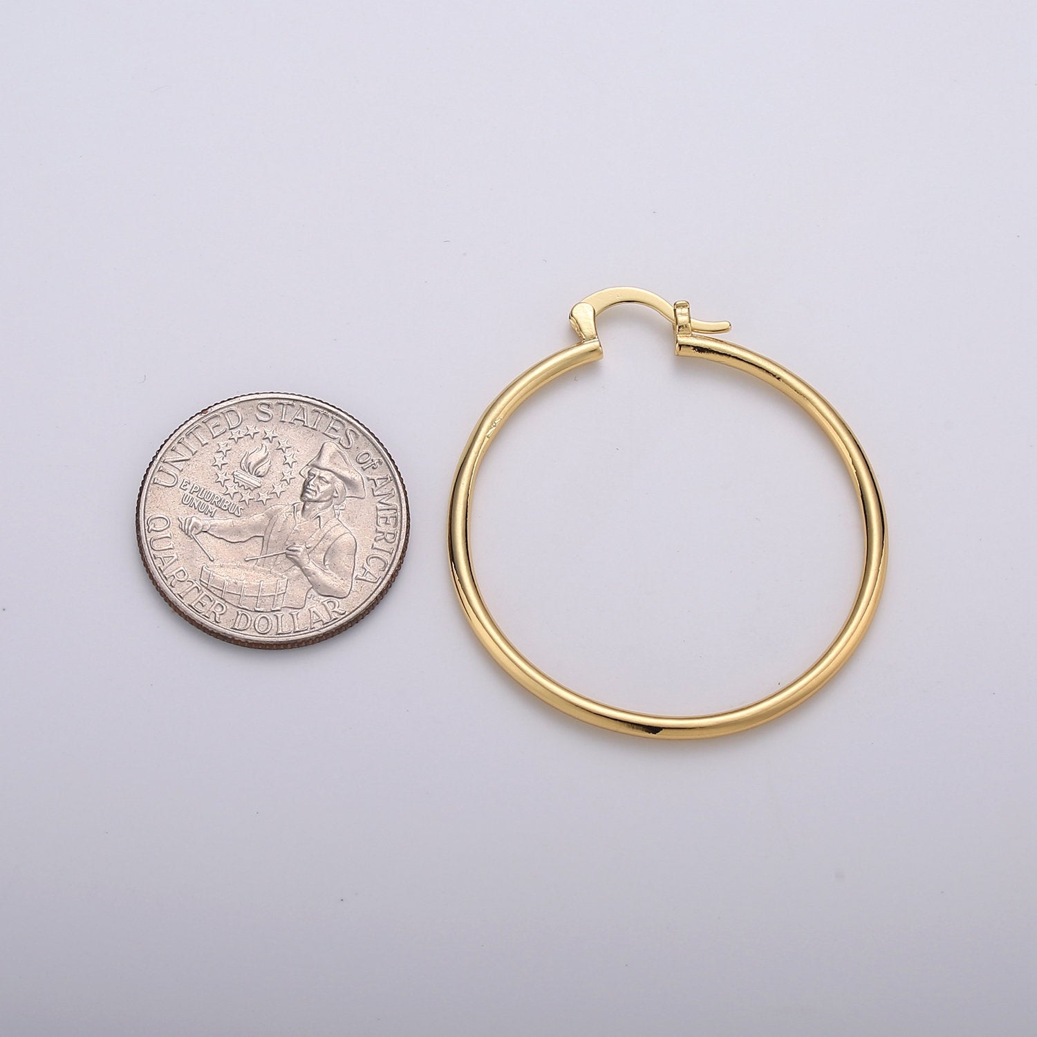 1 pair Tube Hoops Gold, 40mm Gold Hoops, Large Gold Hoop Earrings, Hollow Hoop Earrings, Chunky Hoops, Light Hoops for Every Day Wear - DLUXCA