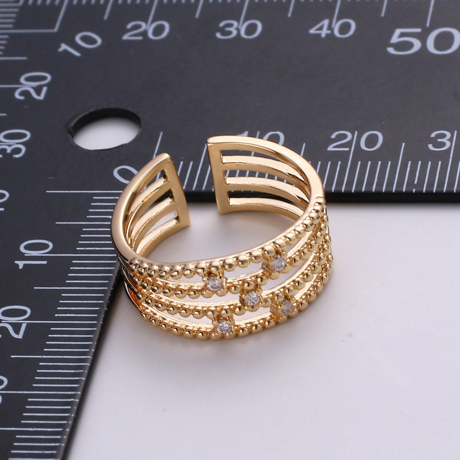 Stackable Rings, Wedding Stackable Rings, Gold Wedding Ring, Micro Pave Cz Ring Open Gold Band Ring - DLUXCA