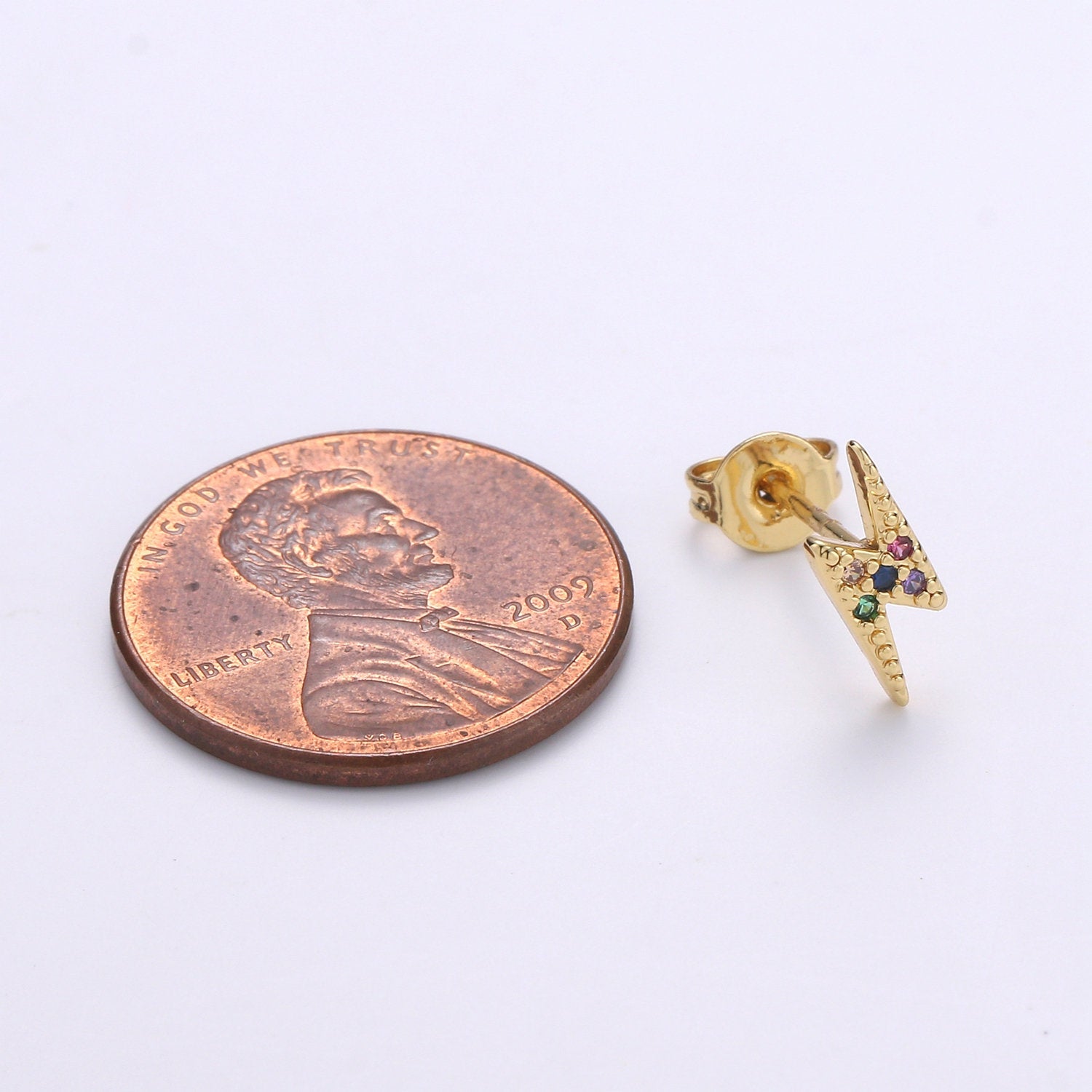 Tiny CZ Lightning Bolt Stud Earrings Dainty Thunder Bolt Stud Earring Gold Minimalist Jewelry for her christmas gift - DLUXCA