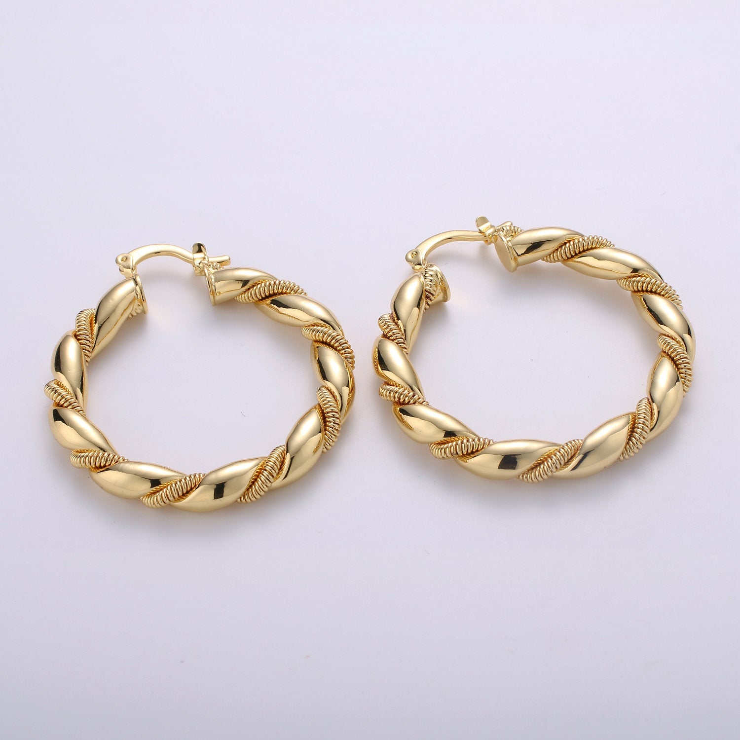 Bold Twisted Hoops in Gold • Minimalist Earrings • Modern Thick Hoops • Perfect Gift for Her Christmas Gift - DLUXCA