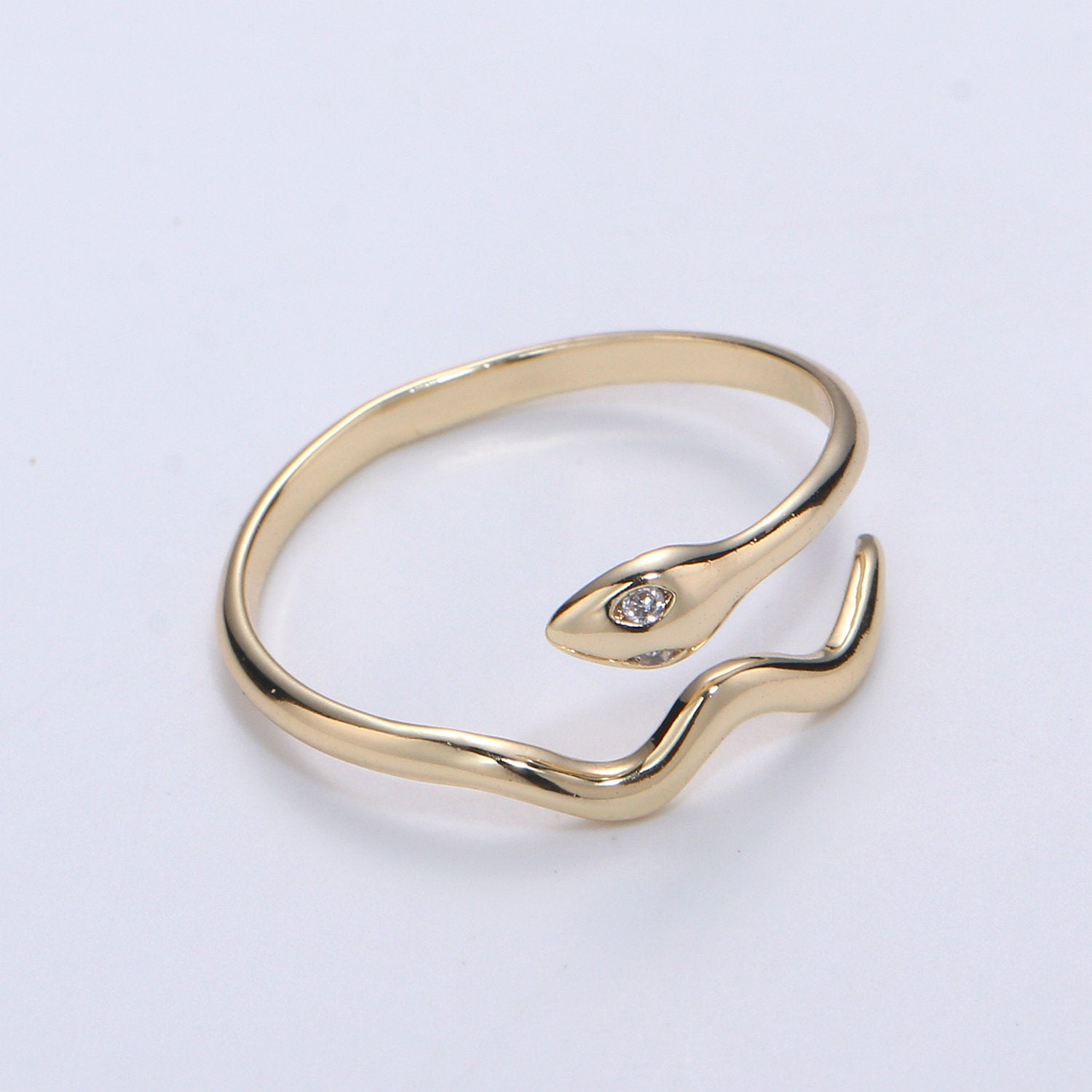 Adjustable Dainty Snake Ring Thin Serpent Ring Stackable Ring Gold Open Ring Adjustable Ring - DLUXCA