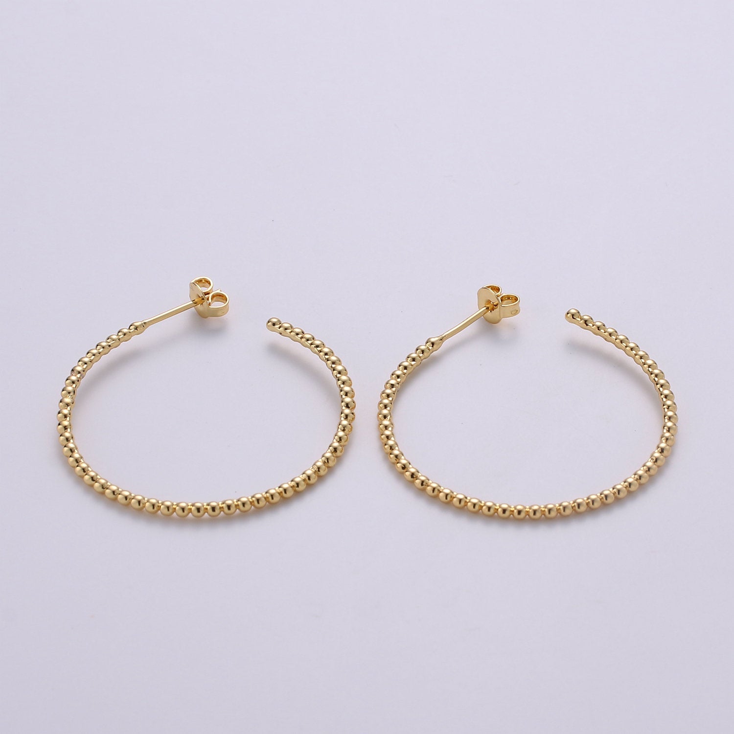 Gold Ball Hoop Earrings, Beaded Hoop Earrings, Boho Hoop Earrings, Gold Ball Hoop Earrings 30mm Silver Hoop Earring - DLUXCA