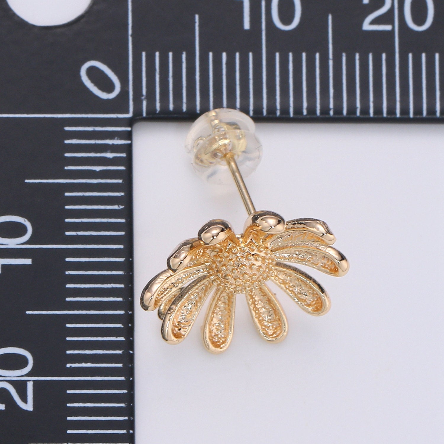 1 pair Sun Flower Stud Earring Gold Vermeil Summer Floral Earring DIY Jewelry Component for Christmas Gift - DLUXCA