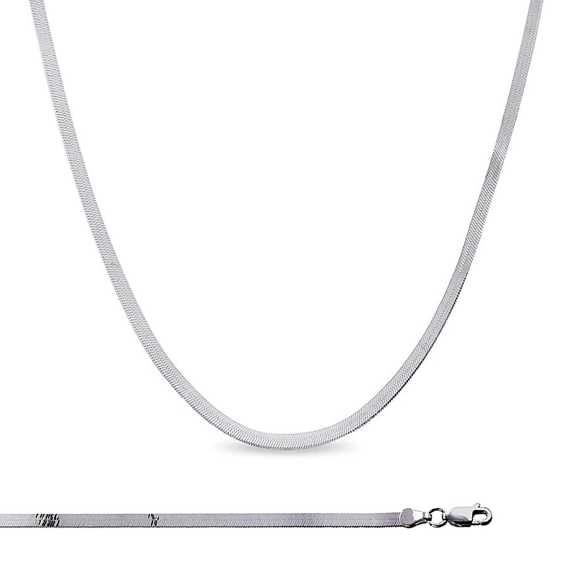 Delicate Silver Herringbone Chain 3.5mm Flat Herringbone Chain Necklace 16, 18 inches with 2" chain extender Gift for Her Everyday Necklace - DLUXCA