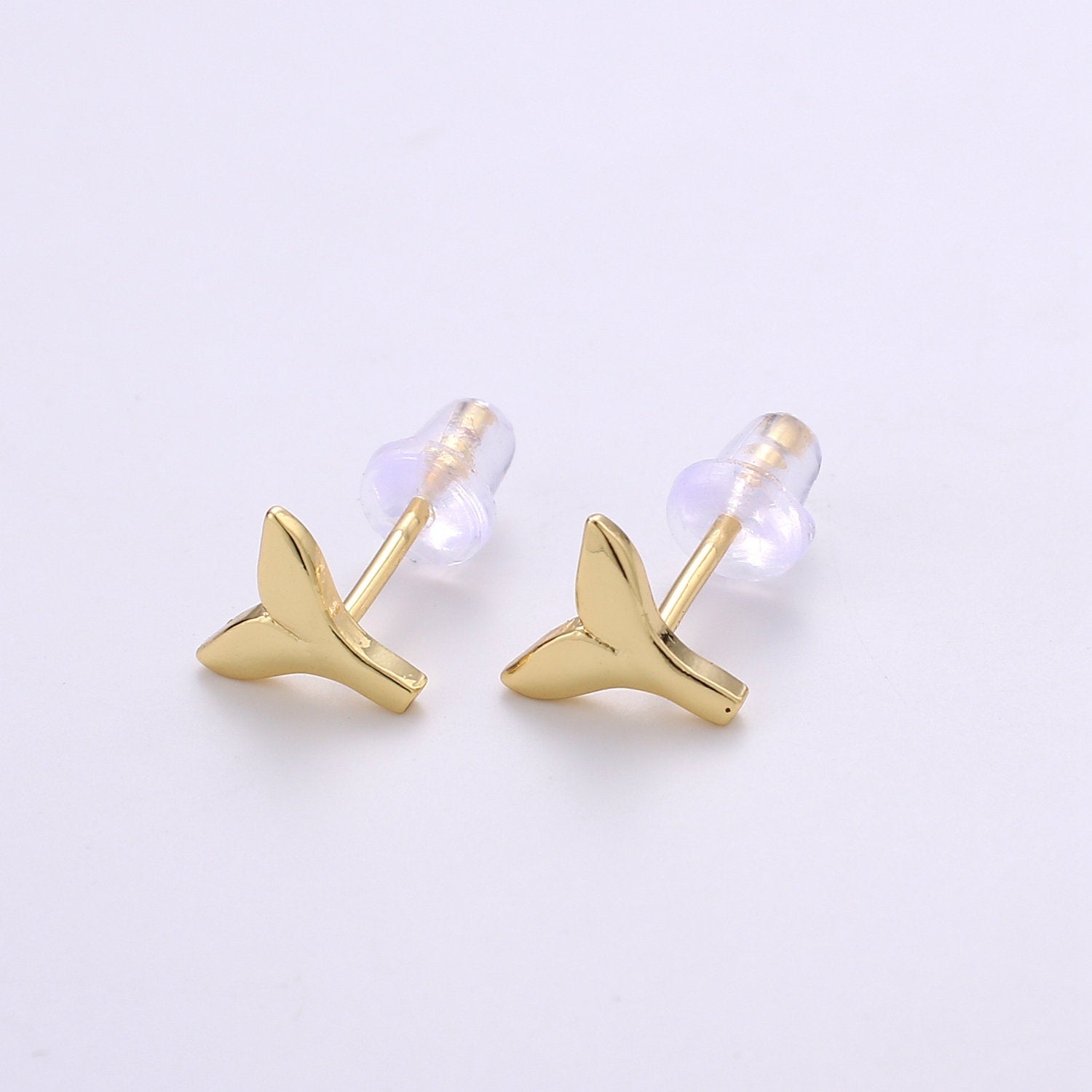Dainty Whale Tail Stud Earring, Gold Fish Earring, Dainty Mermaid Earrings, Animal Studs, Minimalist Stud Earrings, Cartilage Earrings - DLUXCA