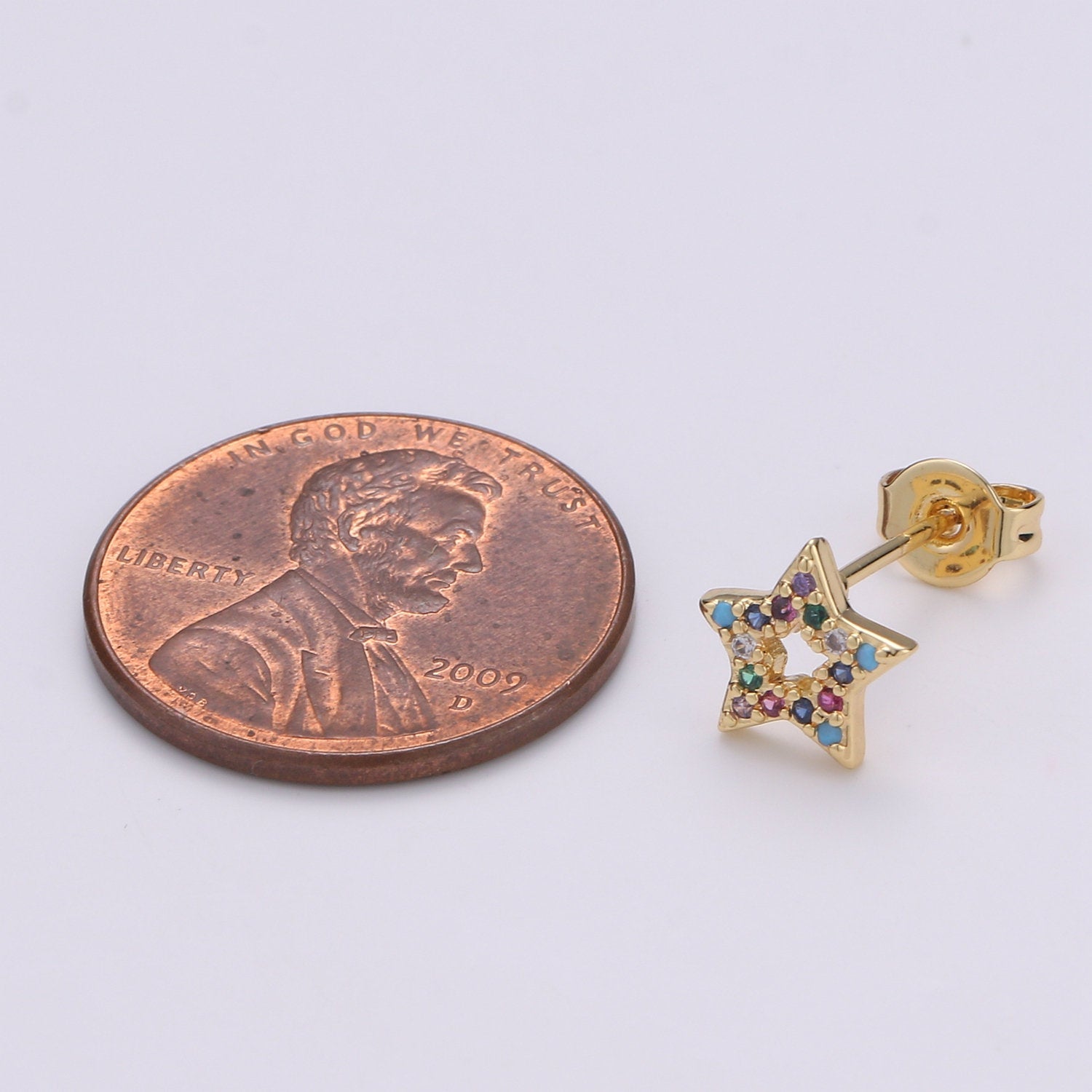 Star eStud Earring | Gold Star Earring | Five Star Stud Earring With Cubic Zirconia Celestial Jewelry Minimalist jewelry - DLUXCA