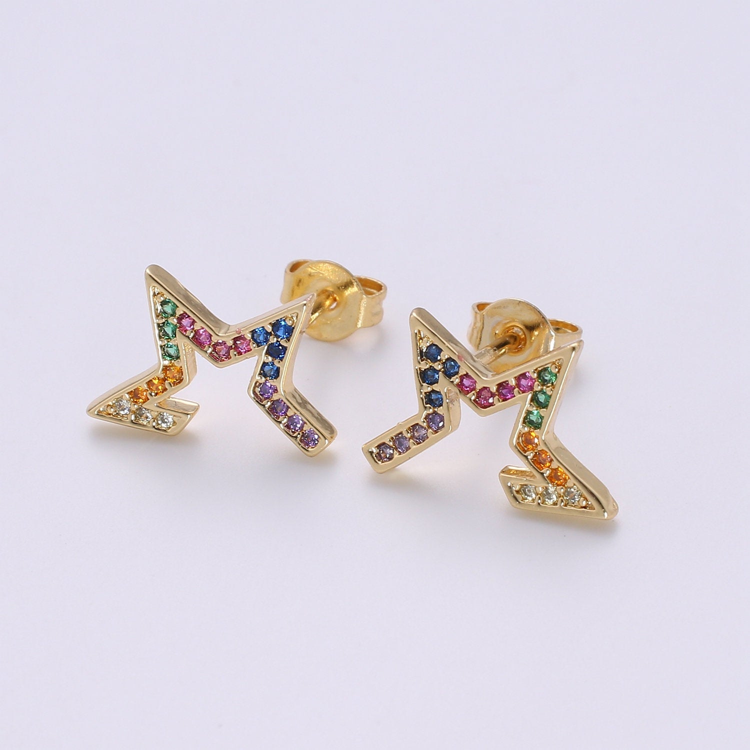 Tiny CZ Star Stud Earrings Dainty Multi Color Cloud Stud Earring Gold Minimalist Jewelry for her christmas gift - DLUXCA