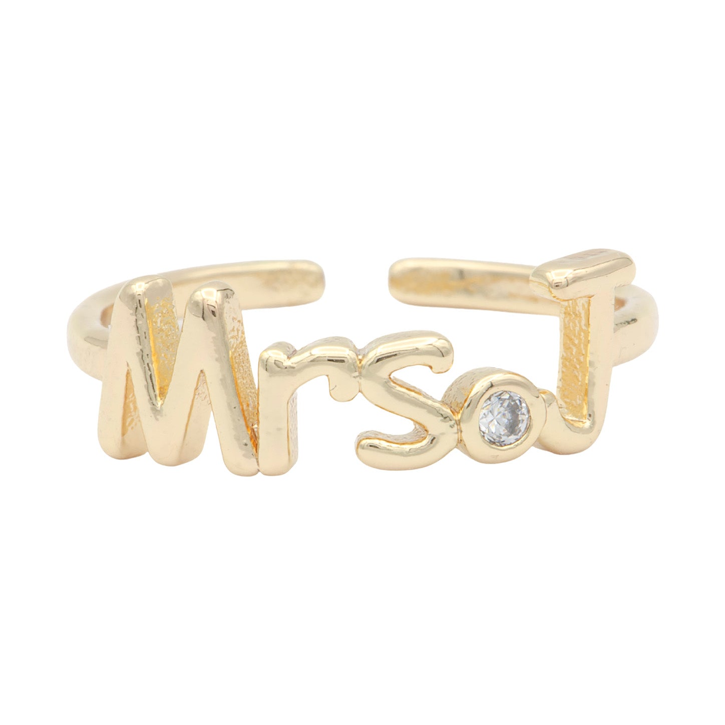 Dainty Mrs Ring Gold Letter Minimalist Initial Name Ring Adjustable Engagement Gift - DLUXCA