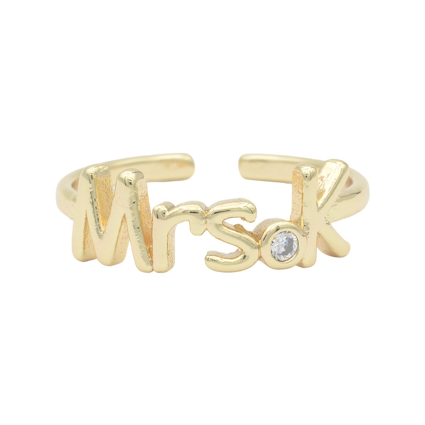 Dainty Mrs Ring Gold Letter Minimalist Initial Name Ring Adjustable Engagement Gift - DLUXCA