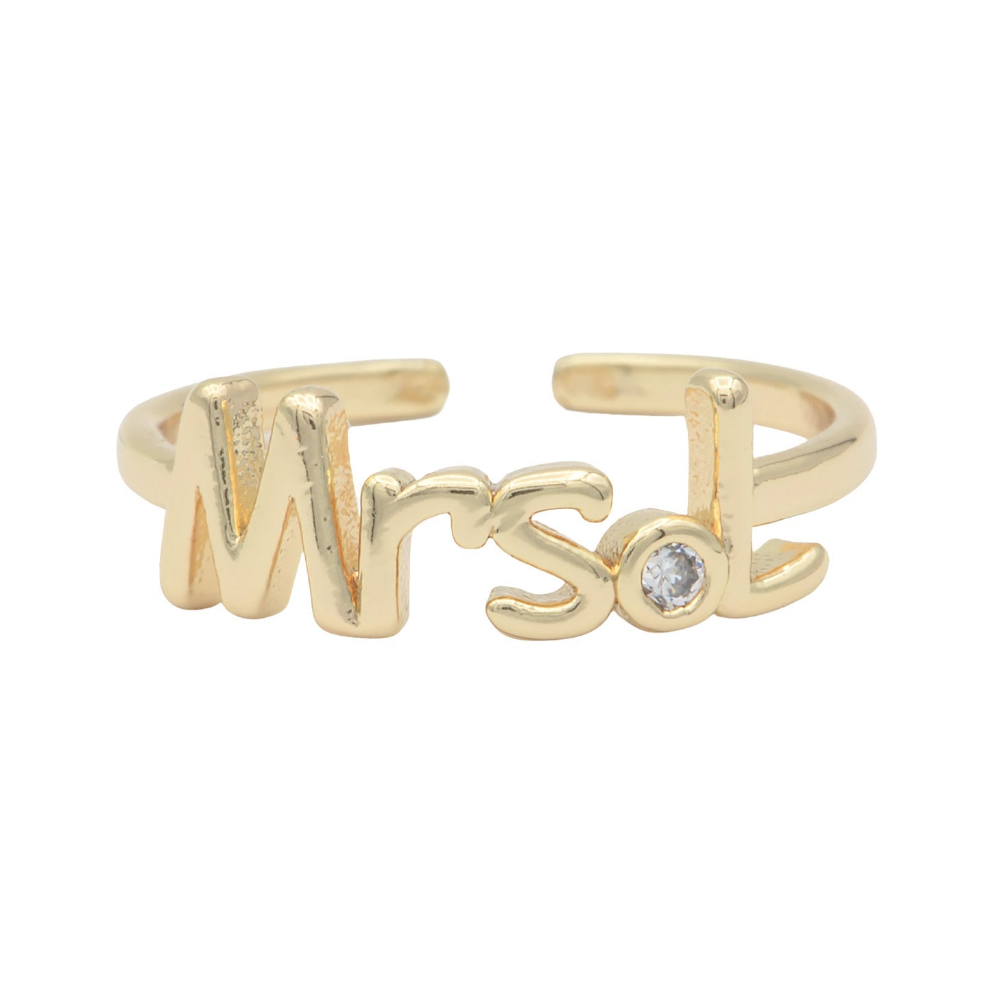 Dainty Mrs Ring Gold Letter Minimalist Initial Name Ring Adjustable Engagement Gift - DLUXCA