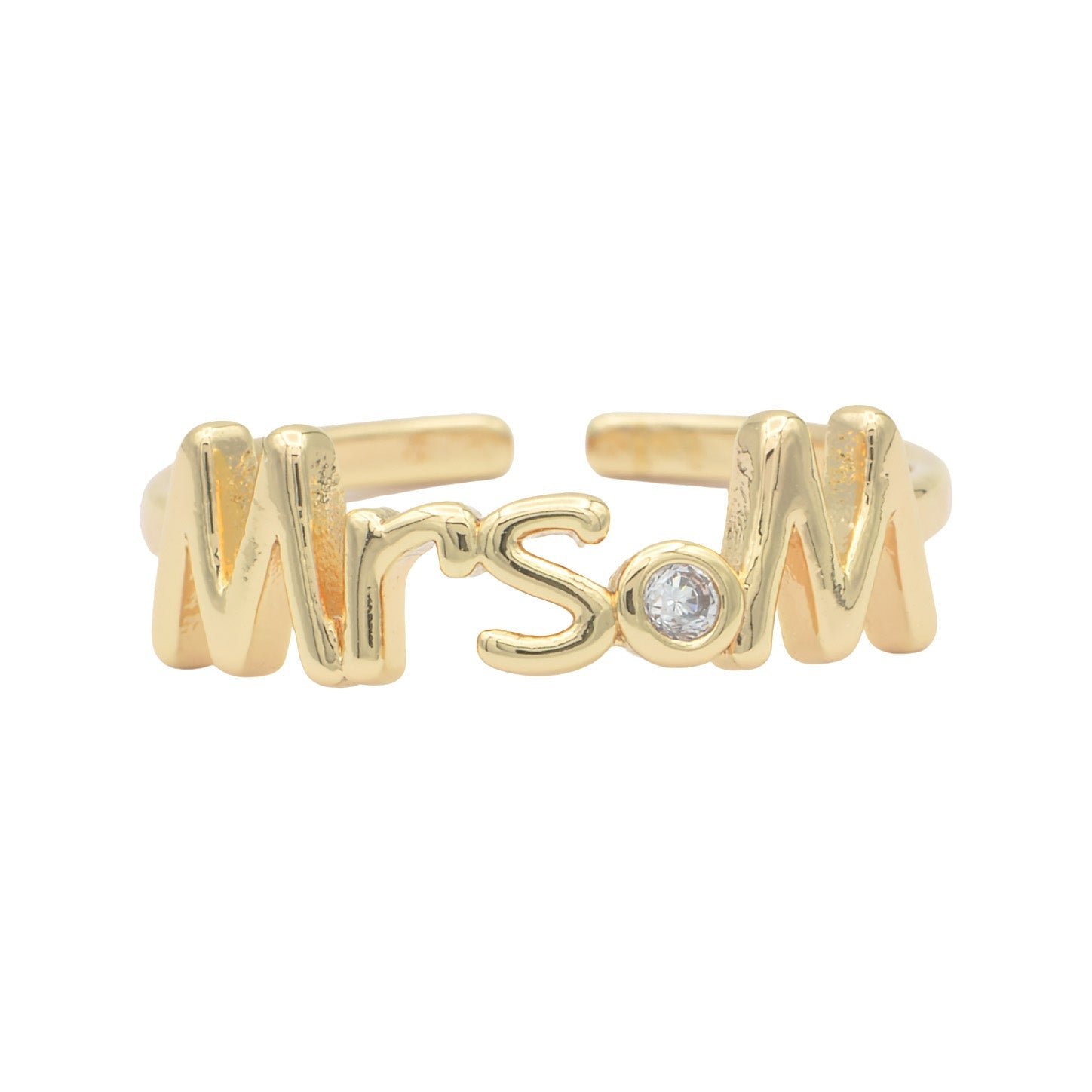 Dainty Mrs Ring Gold Letter Minimalist Initial Name Ring Adjustable Engagement Gift - DLUXCA