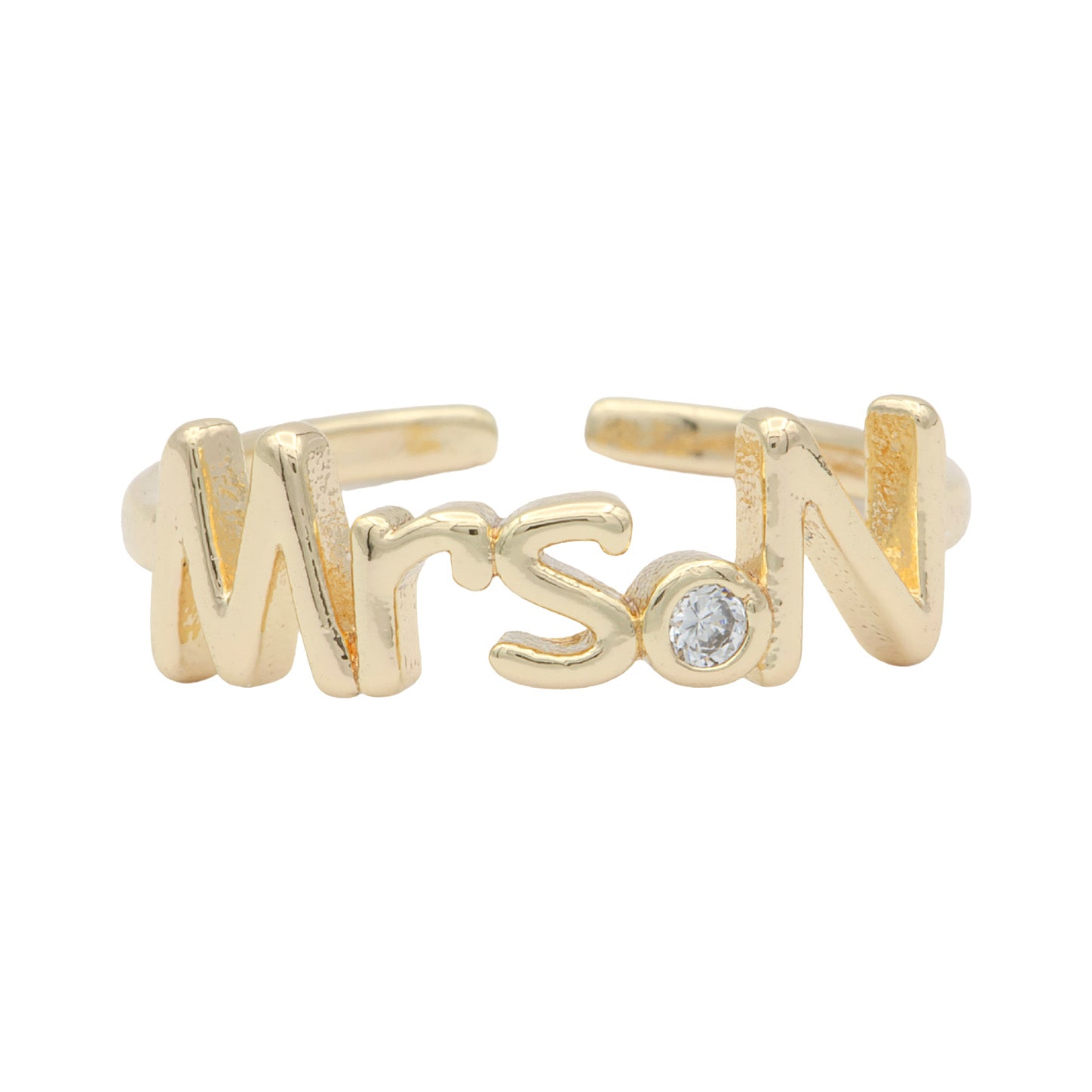 Dainty Mrs Ring Gold Letter Minimalist Initial Name Ring Adjustable Engagement Gift - DLUXCA