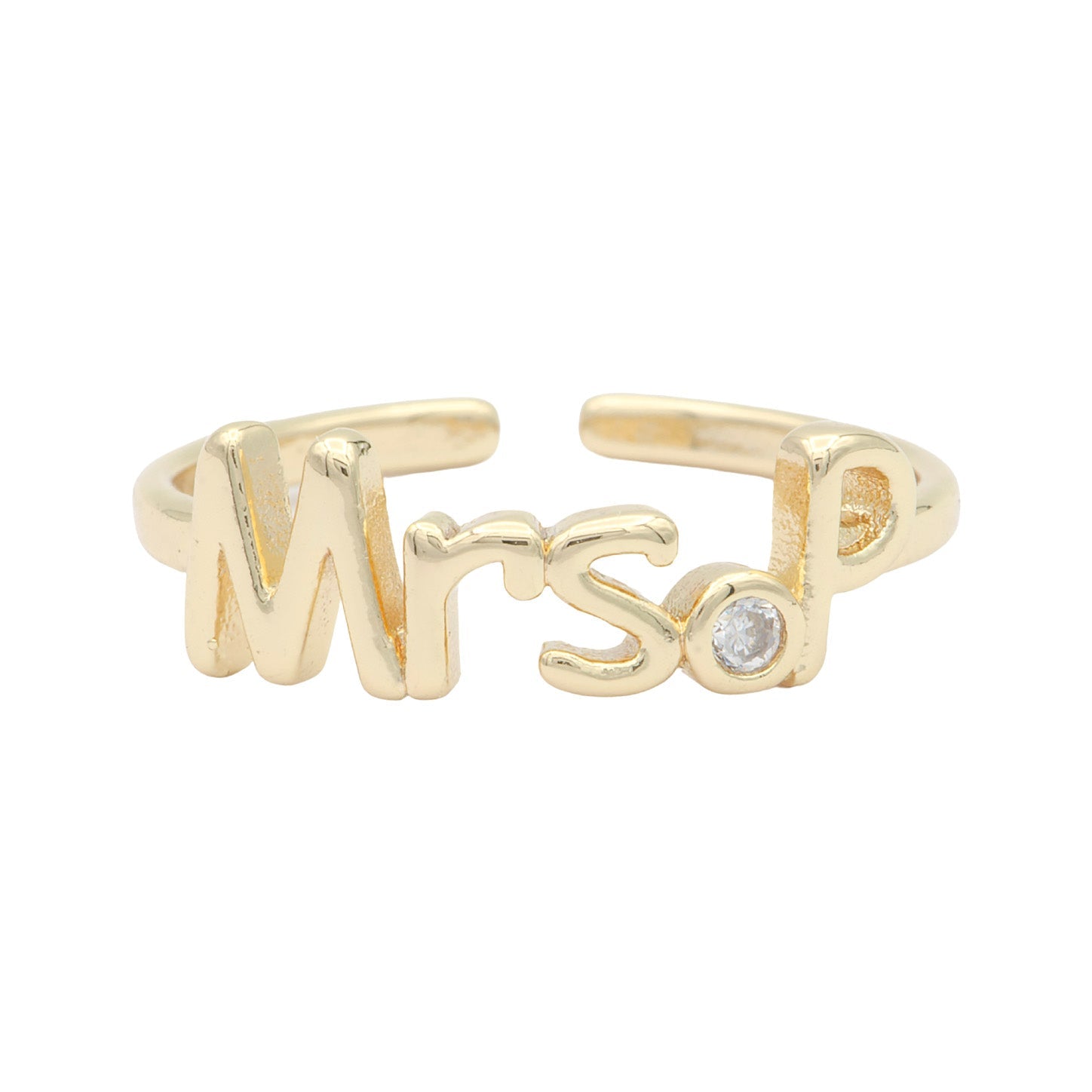 Dainty Mrs Ring Gold Letter Minimalist Initial Name Ring Adjustable Engagement Gift - DLUXCA