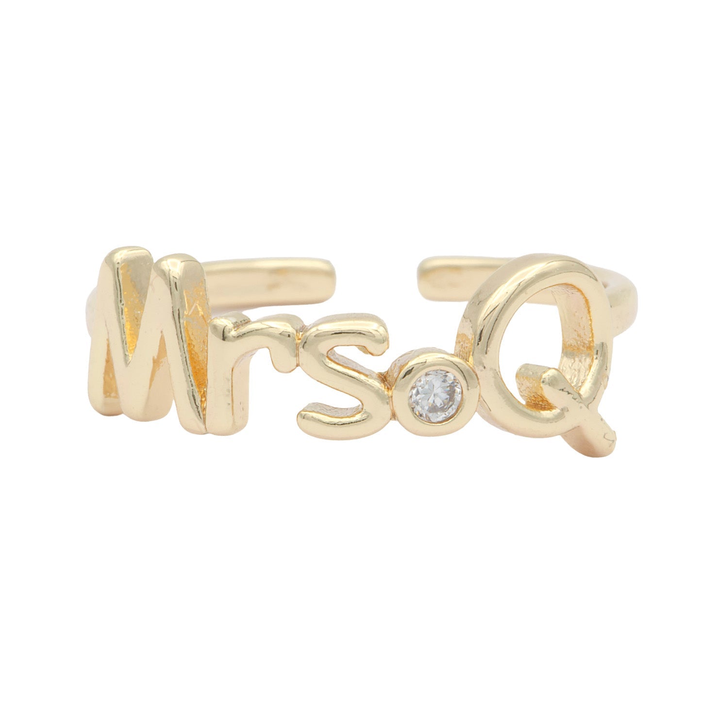 Dainty Mrs Ring Gold Letter Minimalist Initial Name Ring Adjustable Engagement Gift - DLUXCA