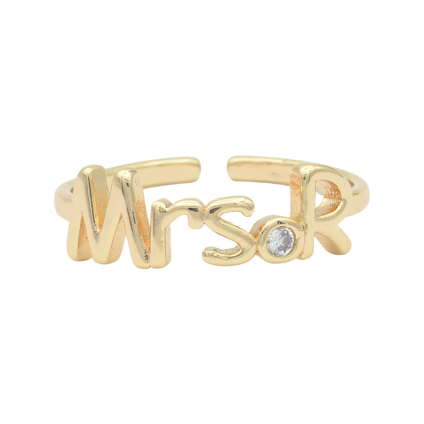 Dainty Mrs Ring Gold Letter Minimalist Initial Name Ring Adjustable Engagement Gift - DLUXCA