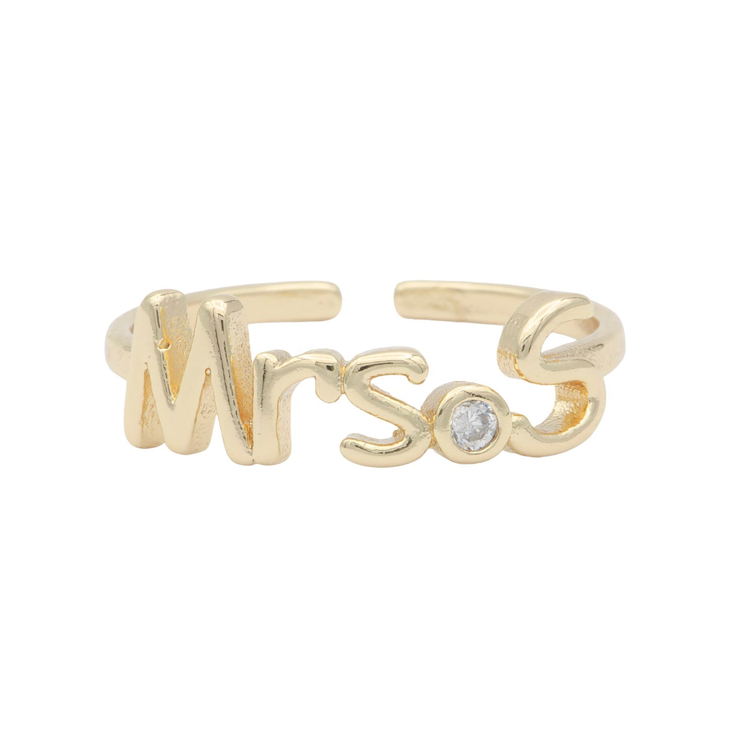 Dainty Mrs Ring Gold Letter Minimalist Initial Name Ring Adjustable Engagement Gift - DLUXCA