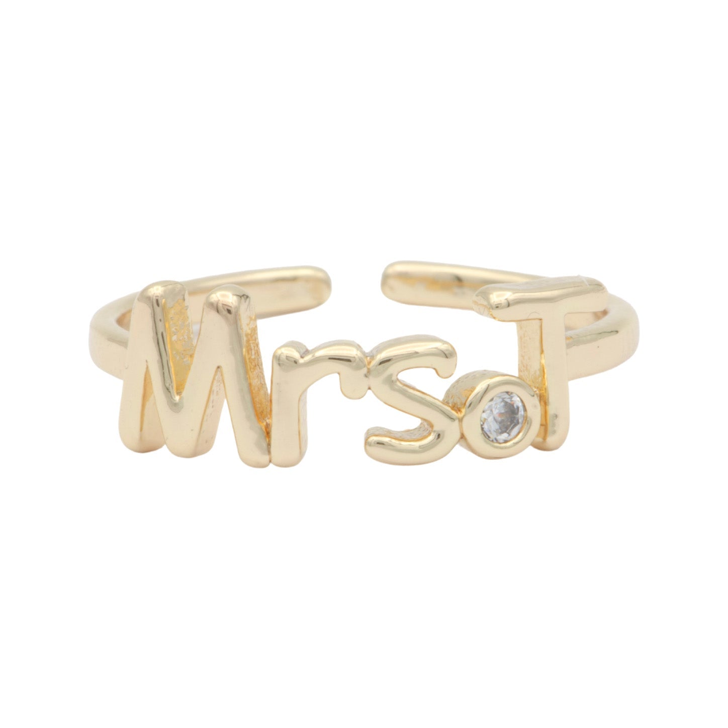 Dainty Mrs Ring Gold Letter Minimalist Initial Name Ring Adjustable Engagement Gift - DLUXCA