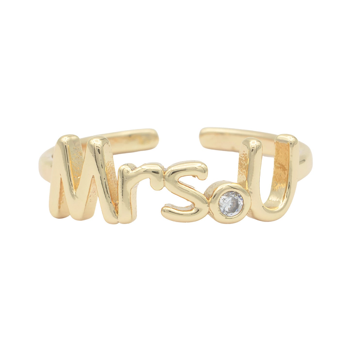 Dainty Mrs Ring Gold Letter Minimalist Initial Name Ring Adjustable Engagement Gift - DLUXCA