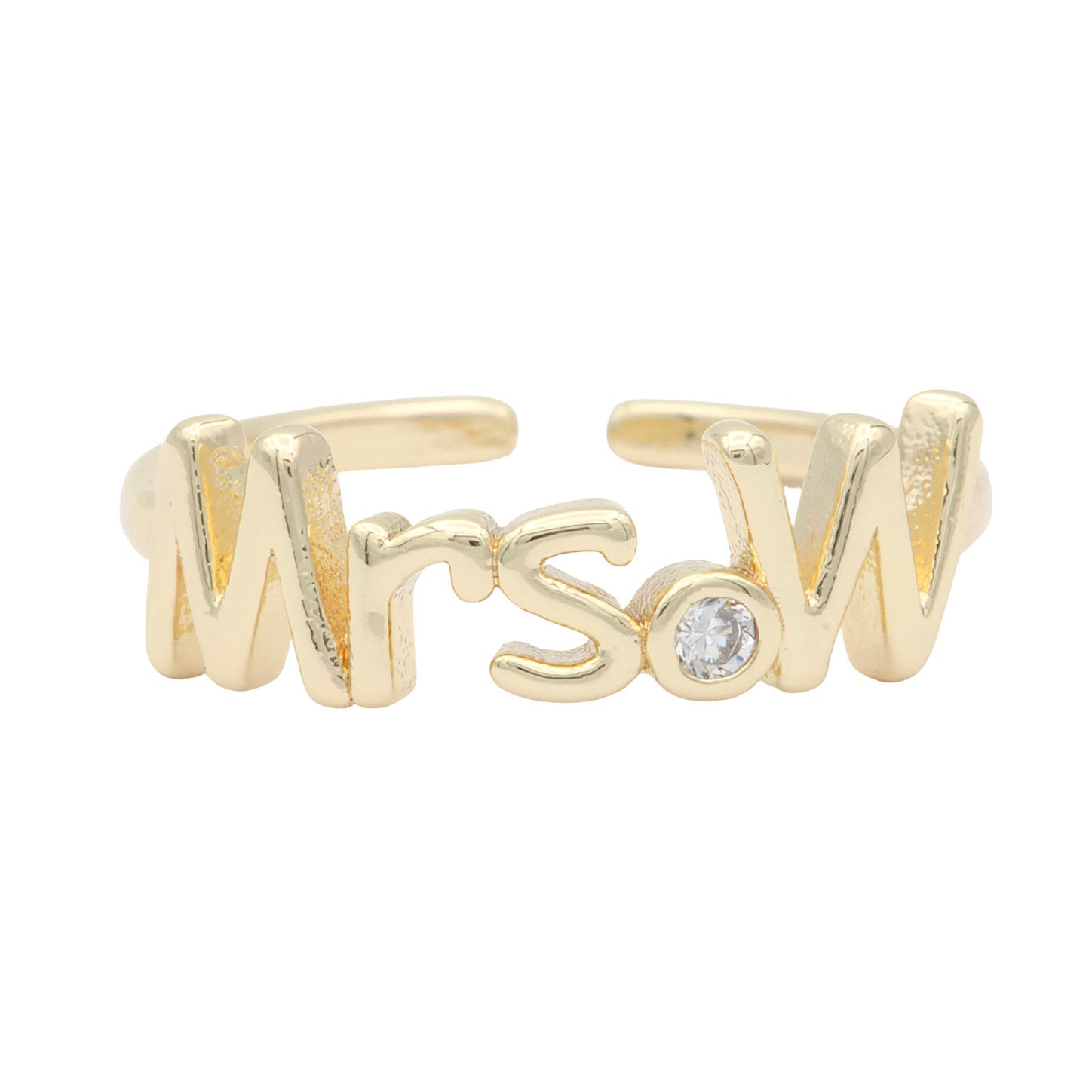 Dainty Mrs Ring Gold Letter Minimalist Initial Name Ring Adjustable Engagement Gift - DLUXCA