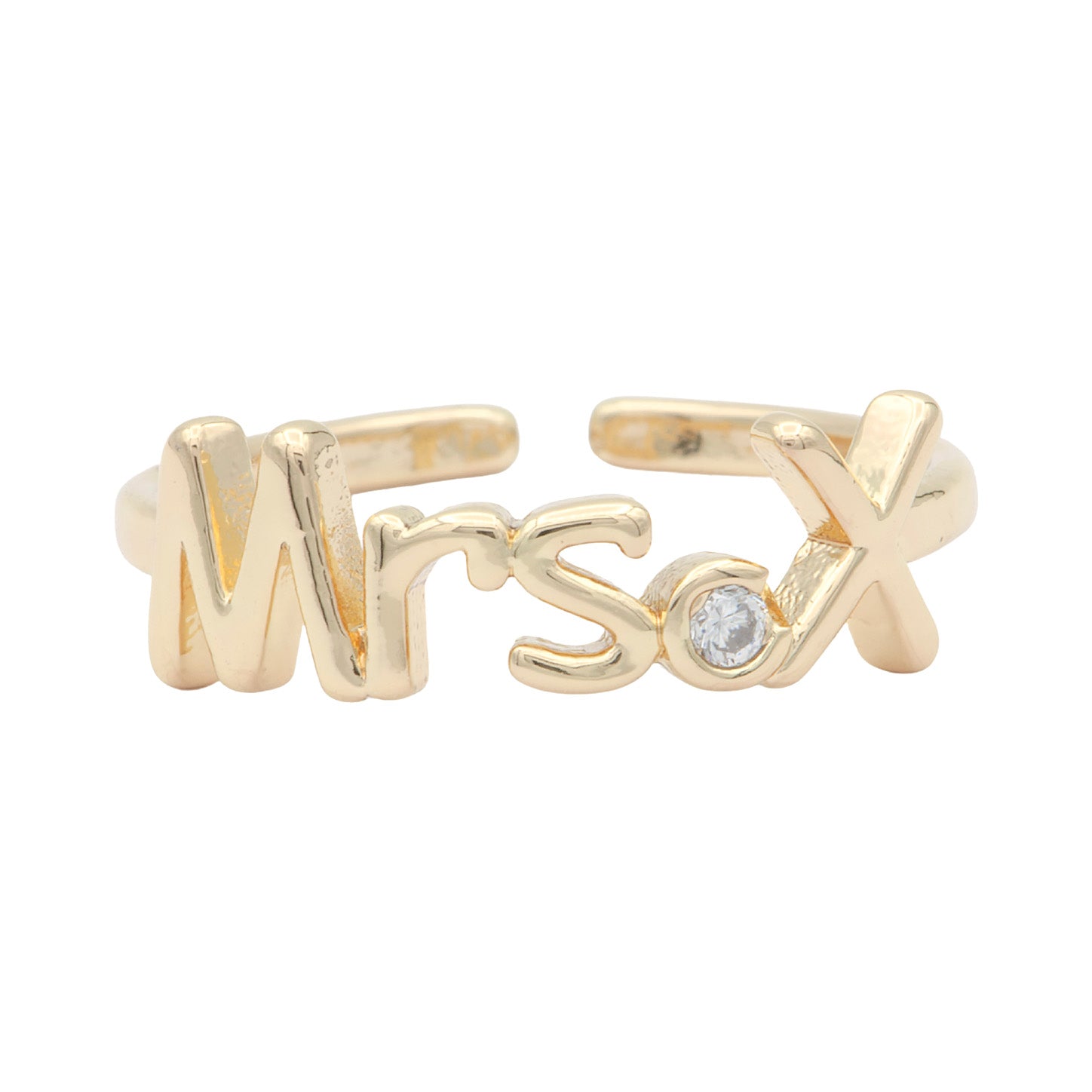 Dainty Mrs Ring Gold Letter Minimalist Initial Name Ring Adjustable Engagement Gift - DLUXCA