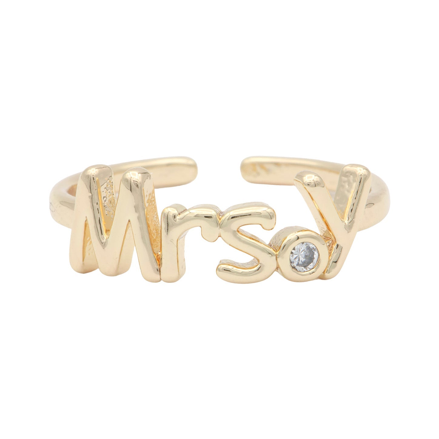 Dainty Mrs Ring Gold Letter Minimalist Initial Name Ring Adjustable Engagement Gift - DLUXCA