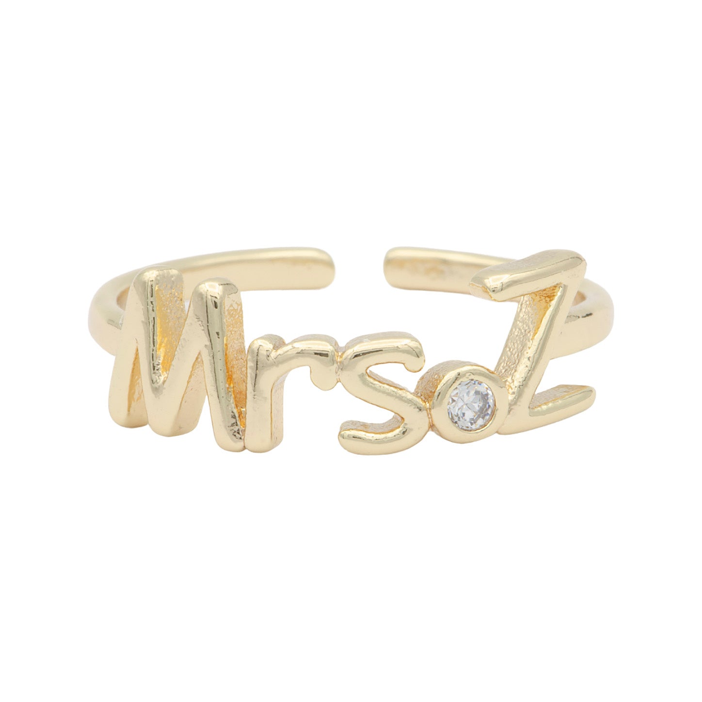 Dainty Mrs Ring Gold Letter Minimalist Initial Name Ring Adjustable Engagement Gift - DLUXCA